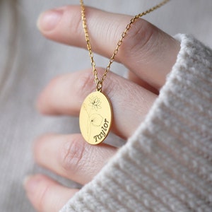 Birth Flower Necklace, Birthflower Necklace With Name, Personalized Necklace, Birth Month Necklace, Personalized Jewelry, New Mom Gift