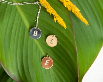Personalized Initial Necklace, Initial Disc Necklace, Initial Necklace with Personalized Disc, Dainty Custom Coin Tag Pendants