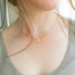 Circle Necklace, Dainty Gold Circle Necklace, Karma Necklace, Bridesmaid Gift, Minimal Charm Choker, Friendship gift, Everyday Necklace