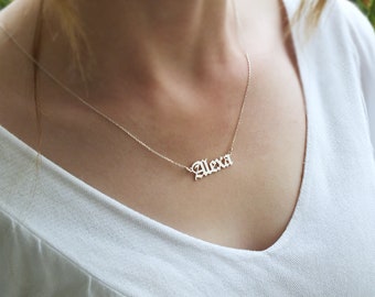 Old English Name Necklace: Gothic Personalized Jewelry