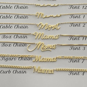 Sterling Silver Mama Necklace, 14K Gold Plated Mom Necklace, Mother&#39;s Day Gifts, New Mom Gift, Mama Script Necklace, Mom Gifts, Gift for MOM