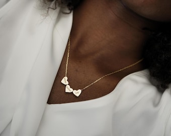 Personalized 3D Heart Initial Necklace, Custom Gold Name Jewelry, Dainty Family Necklace, Christmas Gift, Mothers Day Gift, Anniversary Gift
