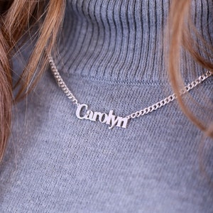 Custom Name Necklace with Curb Chain, Personalized Name Necklace, Curb Chain Necklace Personalized Name Necklace Personalized Gifts for Her