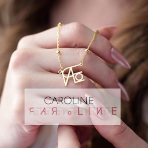 Custom Name Logo Necklace, Dainty Logo Necklace, Unique Design Name Logo Necklace, Personalized Logo Jewelry, Christmas - Mother&#39;s Day Gift