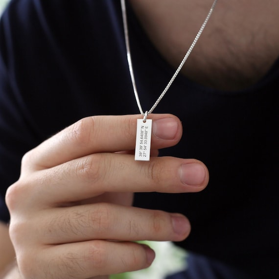 925 Sterling Silver Personalized Necklace for Men, Fathers Day Gift from Daughter, Personalized Men's Jewelry, Gifts for Boyfriend