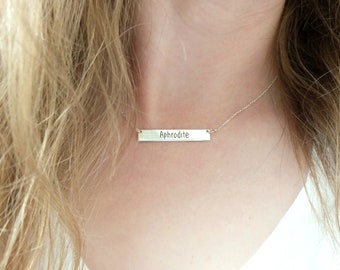 Bar Name Necklace, Bar Necklace, Personalized Necklace, Personalized Gifts, Personalized Jewelry, Custom Name Necklace Silver, Name Necklace