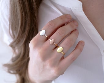 Sterling Silver Birth Flower Ring: Personalized Stacking Ring