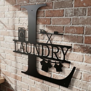Laundry Metal Sign Letter L Modern Farmhouse Wall Art Home Room Decor Utility Organization Housewarming Gift