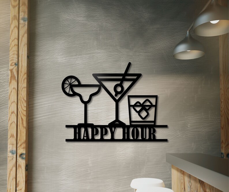 Bar Wall Decor Metal Wall Art Custom Bar Sign Happy Hour Etsy