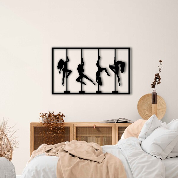 Pole Dancer Metal Wall Art: Bedroom Sign (12x20 inches)