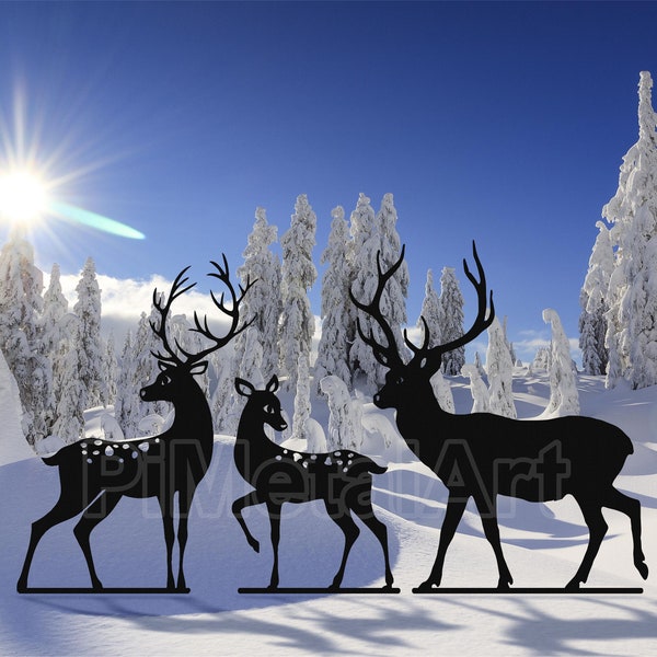 Reindeer Porch Decor For Christmas , Christmas Yard Art , Metal Christmas Sign , Outdoor Decorations , Metal Deer Sign , Yard Stakes