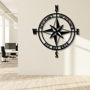 Coordinates Compass Star , Outdoor Home Decor , Compass Wall Art , Personalized Family Sign , Custom Metal Wall Sign ,Housewarming Gift