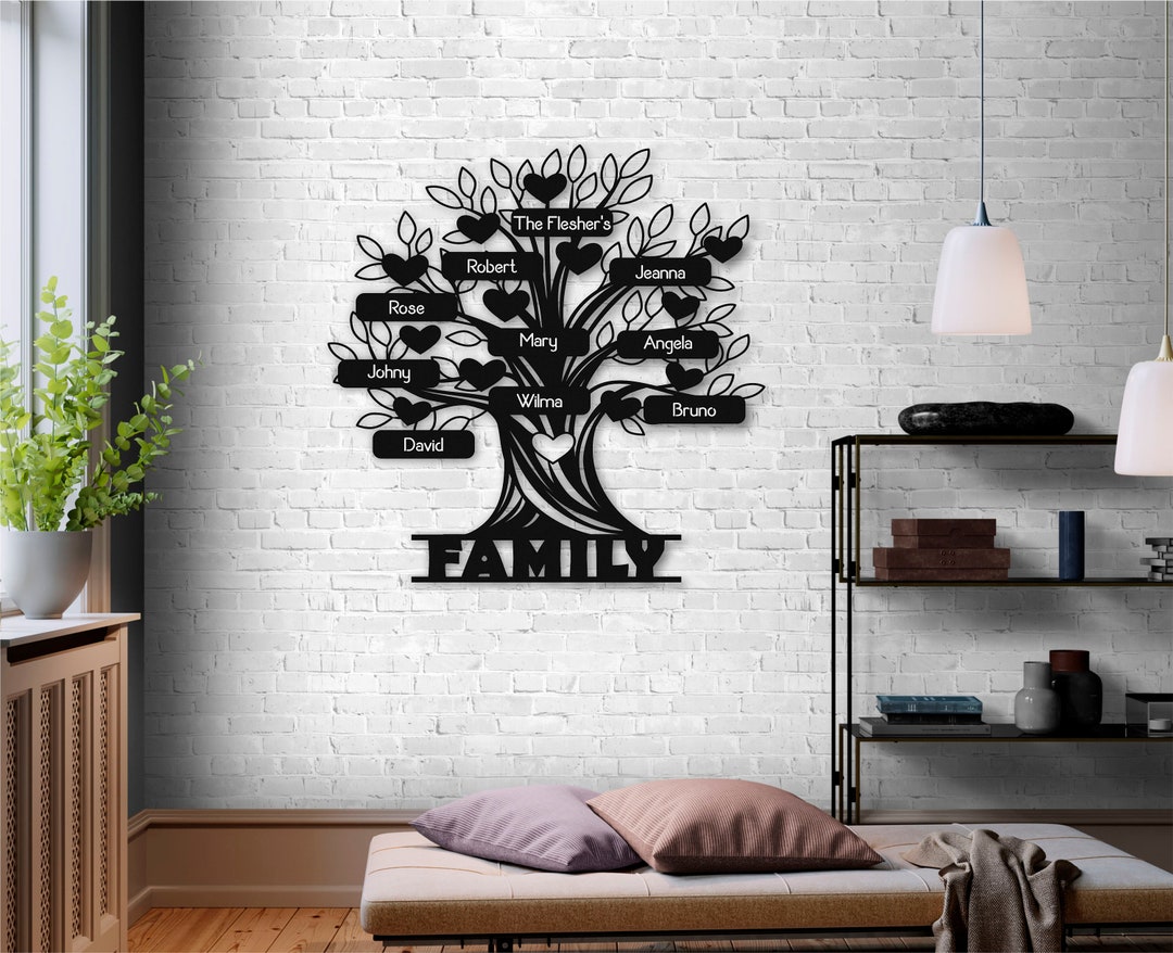 Family Tree Metal Wall Art , Custom Family Tree Sign , Gift for Family