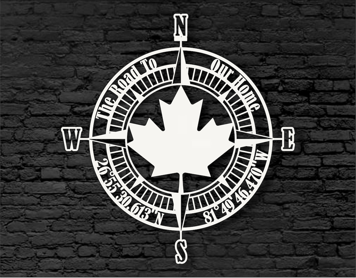 Canada Metal Compass Custom Coordinates Sign Personalized Etsy