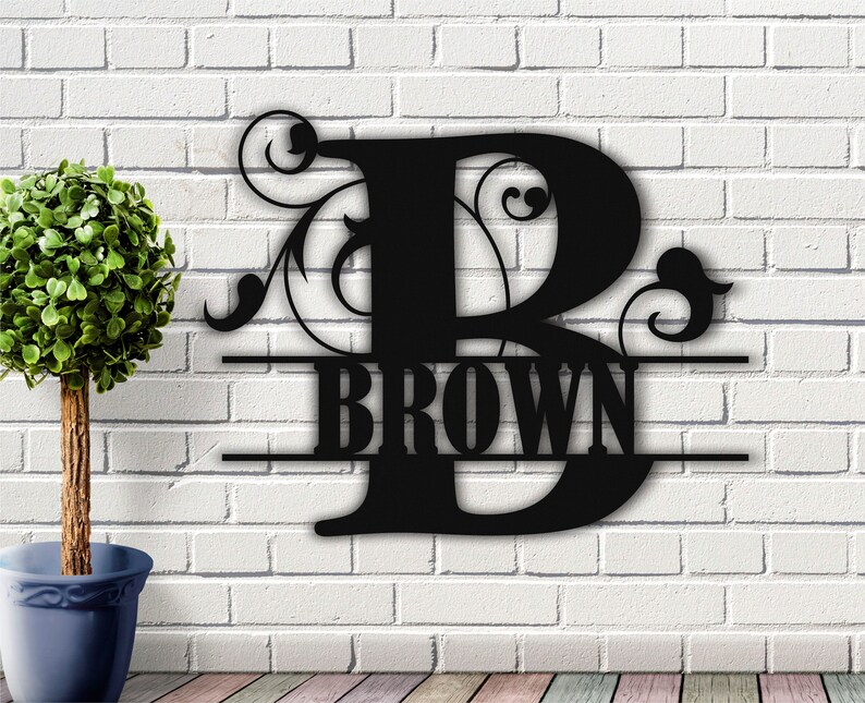 Personalized Door Hanger Sign Metal Wall Sign Custom Last Etsy