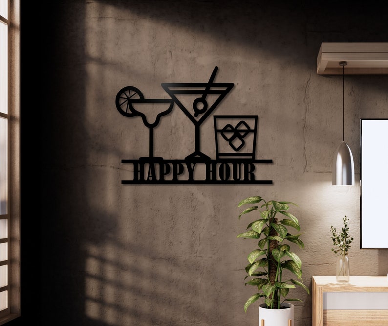 Bar Wall Decor Metal Wall Art Custom Bar Sign Happy Hour Etsy