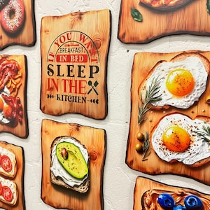 Kitchen Wall Decor Set of 3, Breakfast Kitchen Wall Art, Breakfast Wall Art, Farmhouse Kitchen Decor, Kitchen Gift Ideas
