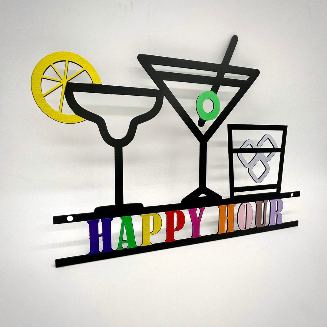Custom Bar Wall Decor , Metal Wall Art , Personalized Bar Sign , Happy