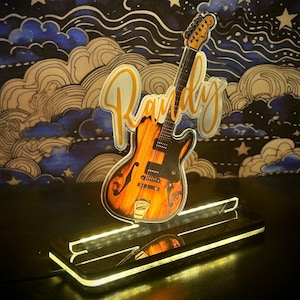 Guitar Night Light , Custom Name Acrylic Lamp for Music Lovers, Guitar Room Decor, Unique Gift for Musicians