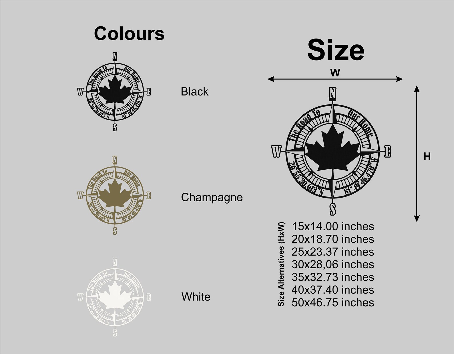 Canada Metal Compass Custom Coordinates Sign Personalized Etsy