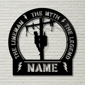 Lineman Wall Decor , Custom Lineman Name Sign , Lineman Home Decor Art , Gift For Dad
