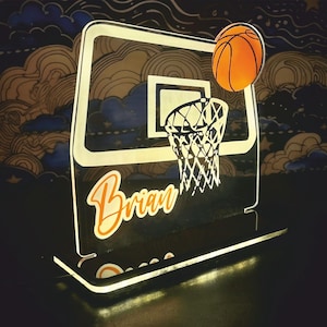 Basketball Night Light , Custom Name Acrylic Lamp for Boys, Sports Enthusiasts, Kids Room Decor, Gift for Basketball Lovers