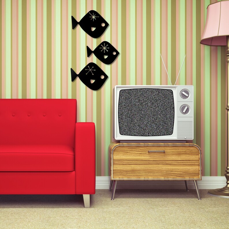 Mid Century Modern Wall Decor Metal Atomic Fish Retro Wall Etsy