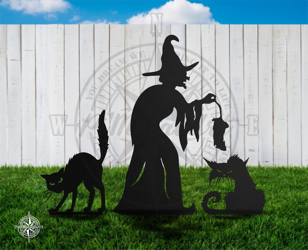Witch Porch Decor for Halloween , Witch Halloween Yard Art , Metal ...