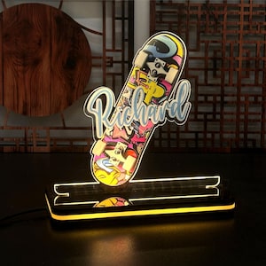 Personalized Skateboard Night Lamp , Best Gift for Skate Lovers