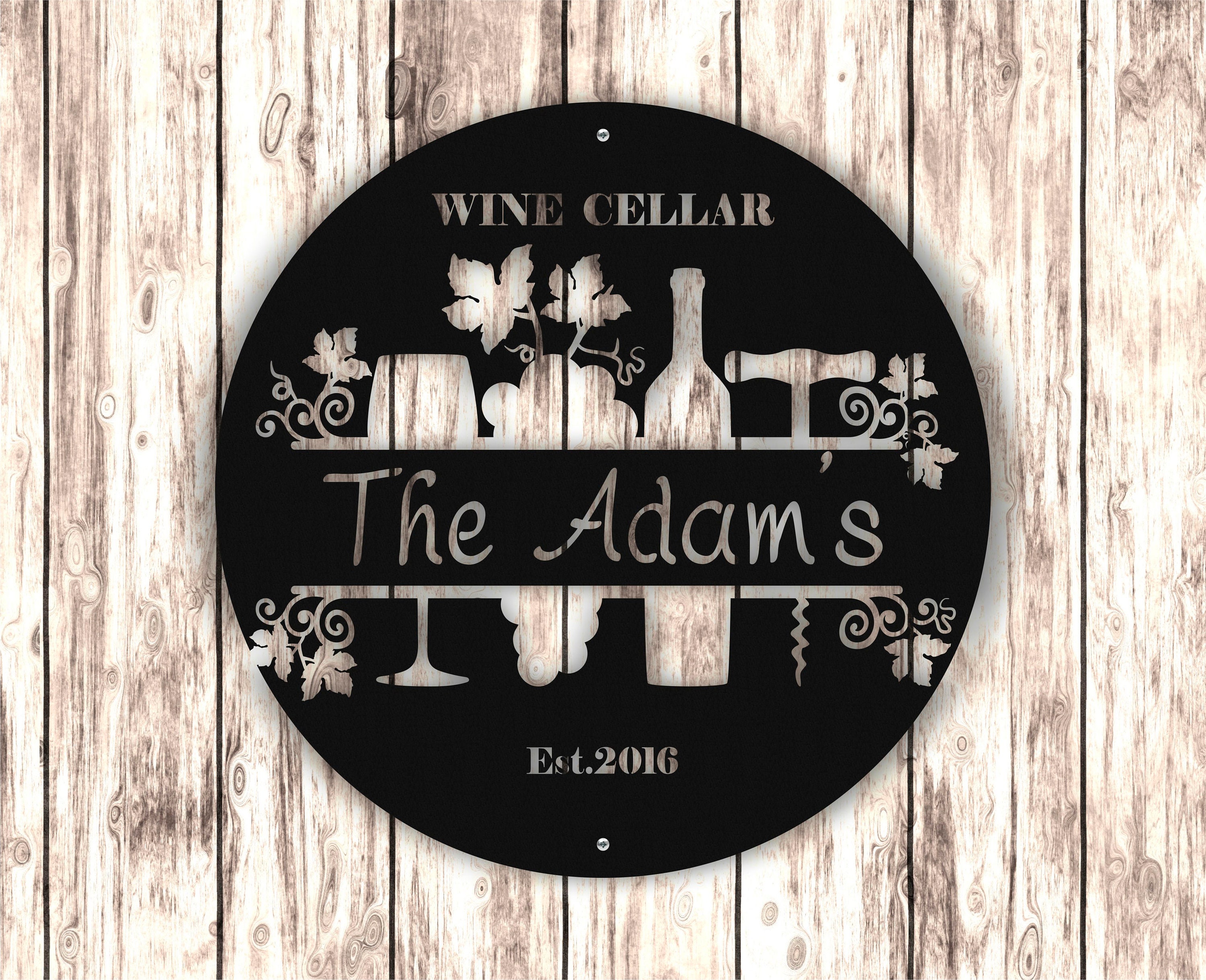 Custom Wine Cellar Sign Metal Wall Sign Personalized Metal Etsy