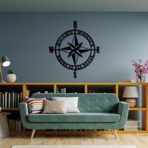 Custom Compass Metal Sign , Outdoor Home Decor , Personalized Coordinates Sign , Nautical Decor , Housewarming Gift ,Home Decor , Wall Art