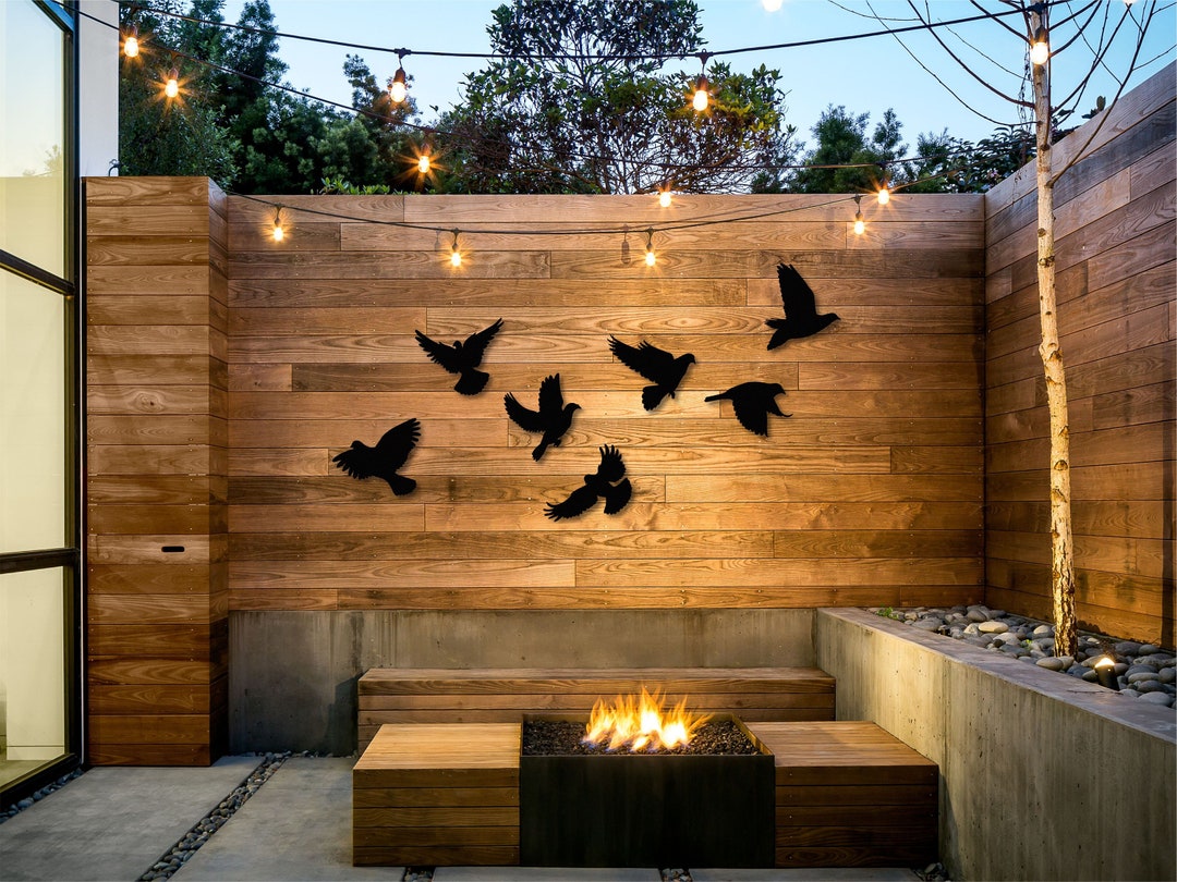 Metal Bird Wall Art Garden Decor Set of 7 Metal Wall Art Patio Decor ...
