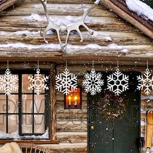 Snowflake Porch Decor For Christmas , 6 pcs Snowflake Yard Art , Metal Snowflake Sign , Outdoor Decorations , Metal Home Decor