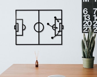 Voetbaltactiek, metalen wanddecoratie, cadeau voor coach