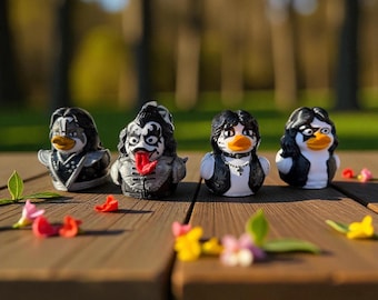 Figuras de patos de bandas de rock impresas en 3D – Inspiradas en la banda de rock KISS