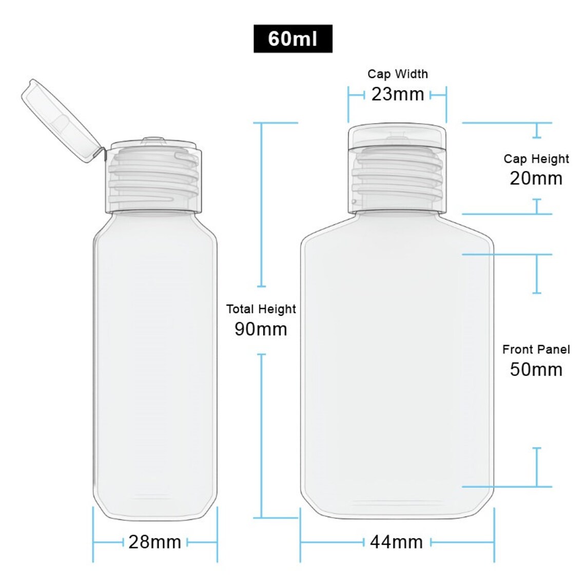 100 Empty Hand Sanitizer Bottles Clear 2oz 60ml Perfect Etsy