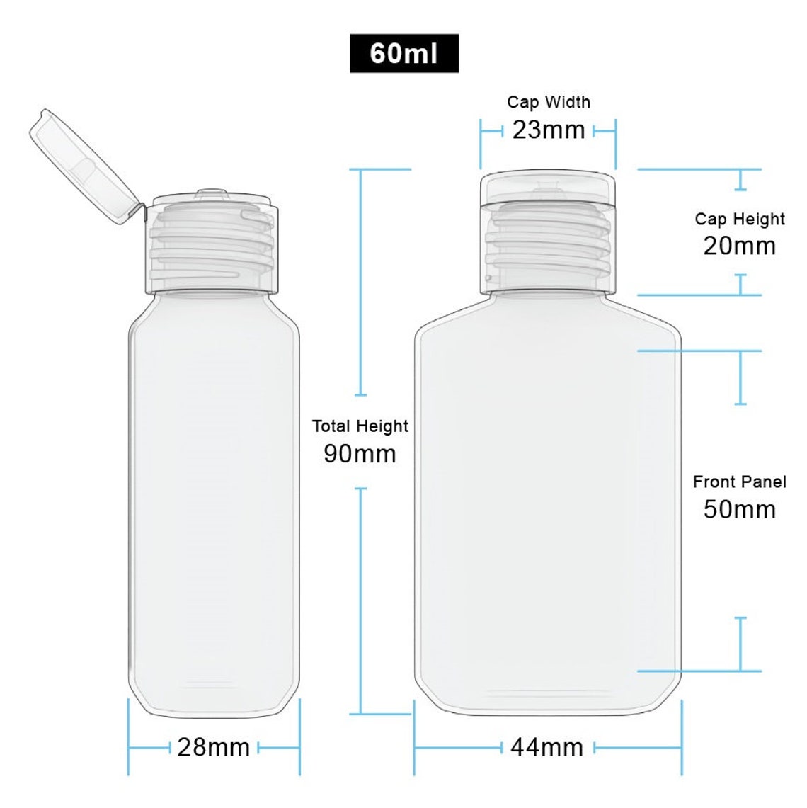 6 Pack Empty Hand Sanitizer Bottles Clear 2oz 60ml Etsy