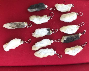 GENUINE Real Lucky Rabbit’s Foot Keychain set of 12