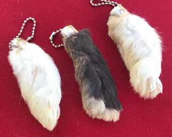 GENUINE Real Lucky Rabbit’s Foot Keychain set of 3
