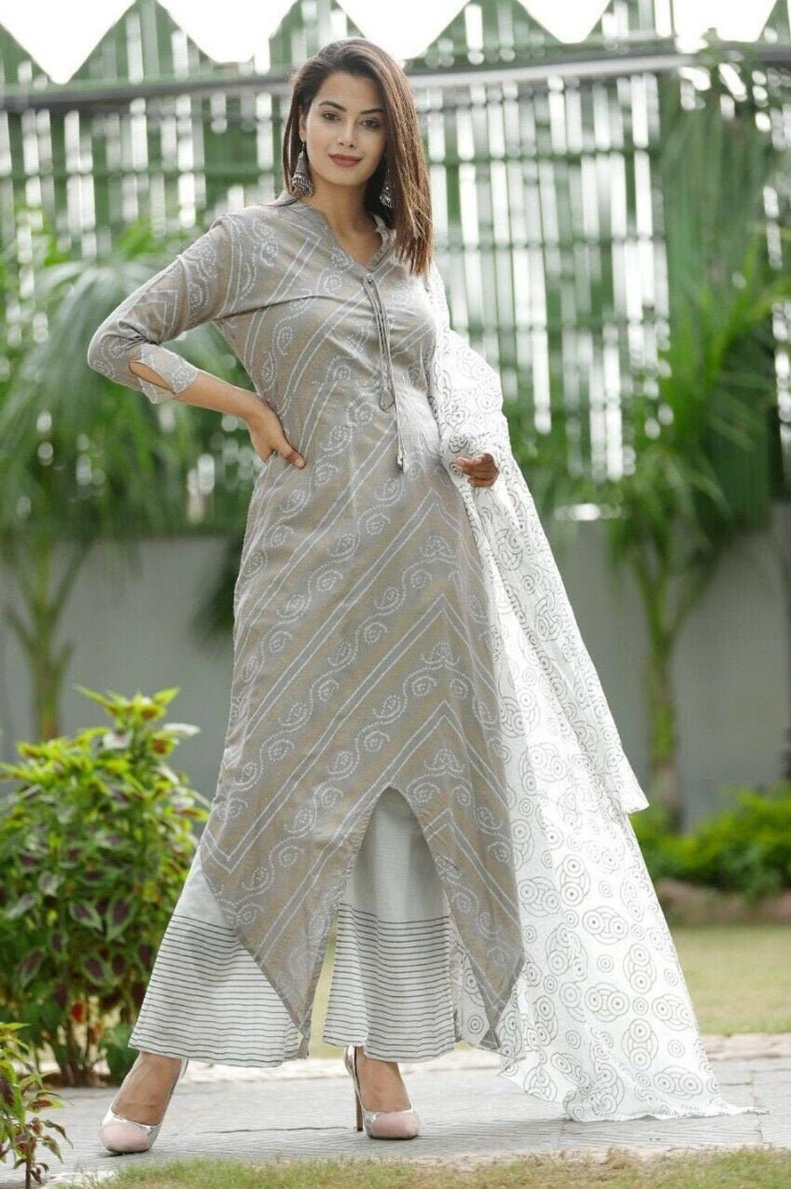 Frauen Pakistanische Slawar Kameez Dupatta Set Bollywood Stil Etsy