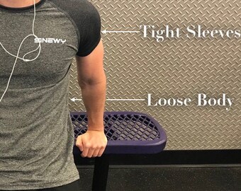 Men s Athletic T shirt Raglan Sleeve Tight Sleeves Loose Body Etsy