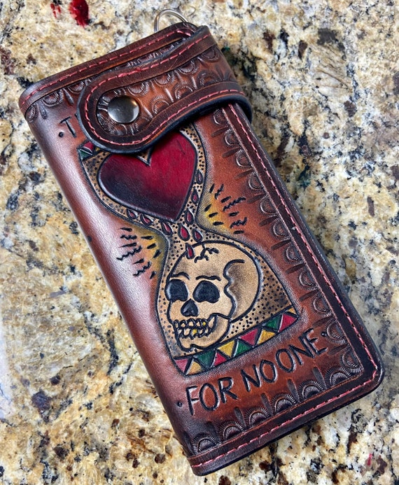 Tattoo Design Custom Biker Wallet Hour Glass Time Waits For Etsy