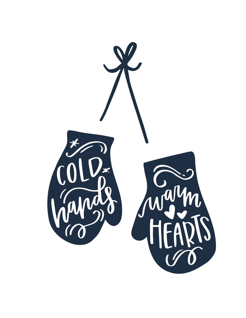 Kalte Hände warme Herz Handschuhe Svg und Png digitale Etsy