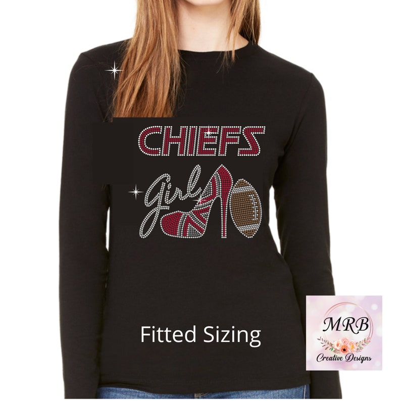Chiefs Girl Rhinestone Shirt Football Bling Shirt Chiefs - Etsy