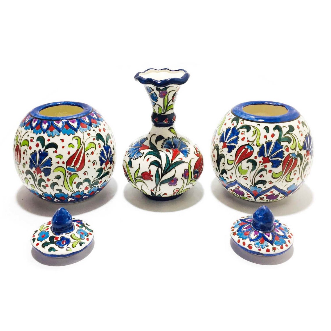Handmade Decorative Porcelain Set 3 Vase Tabletop Etsy