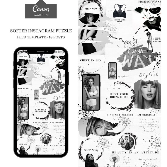 Black White Canva Instagram Templates - Black White Social Media Template - Black and White Templates - Blogger - Coach - Business template