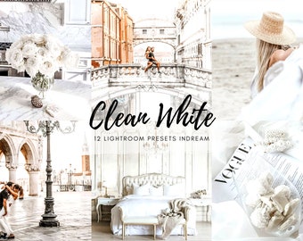 12 WHITE bright & airy LIGHTROOM mobile and desktop PRESETS / bright whites instagram blogger/ interior / fashion / minimal filter /