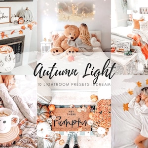 10 Light and Airy Presets, Autumn Presets, LIGHTROOM Presets, Iphone Presets, Instagram Presets, Halloween presets, autumn themed aesthetic