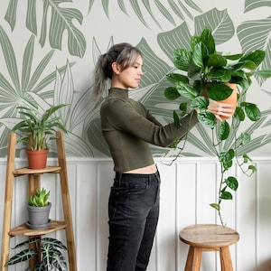 Tropische Tapete, Dschungel-Monsterblätter, abstraktes Wandbild, botanische Tapete, selbstklebend, Peel & Stick, abnehmbare Tapete