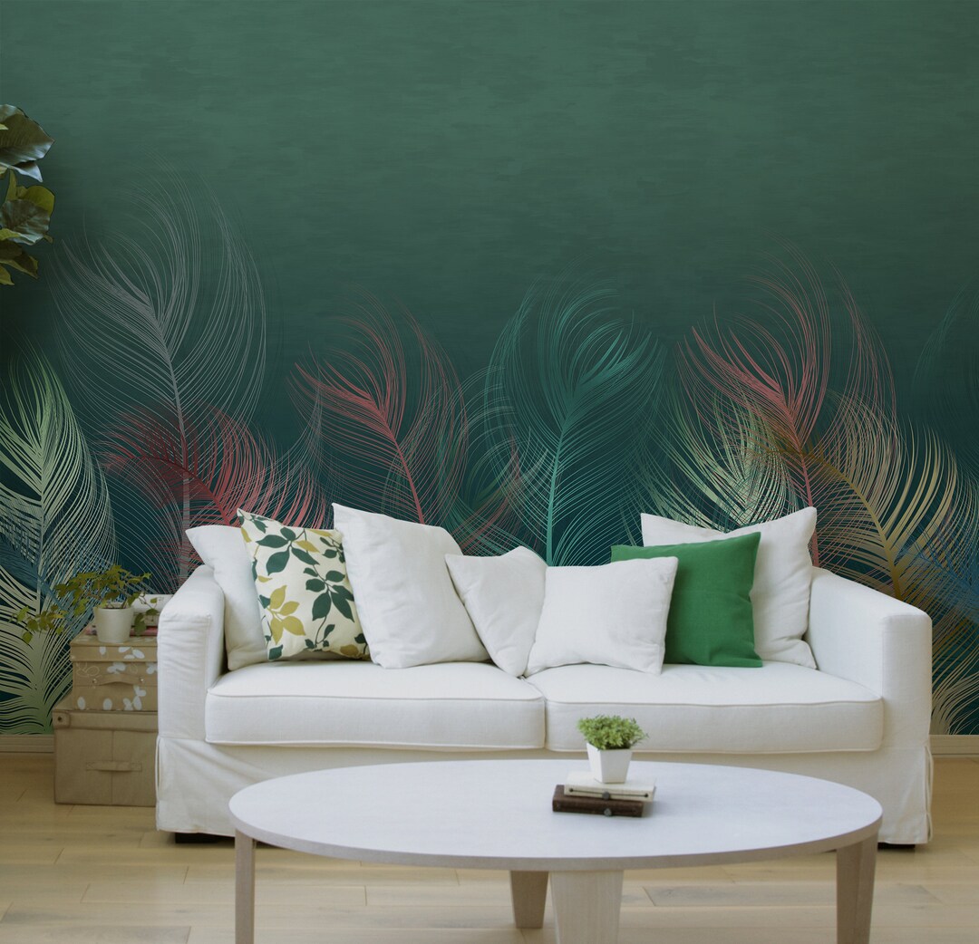 Dark Green Wallpaper, Leaf Home Decor, Removable Wall Decor [wall Decor ...